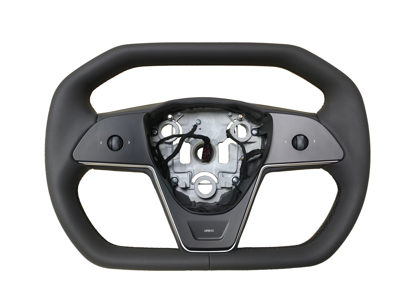 Model Y Cybertruck Style Steering Wheel - (Black Leather)