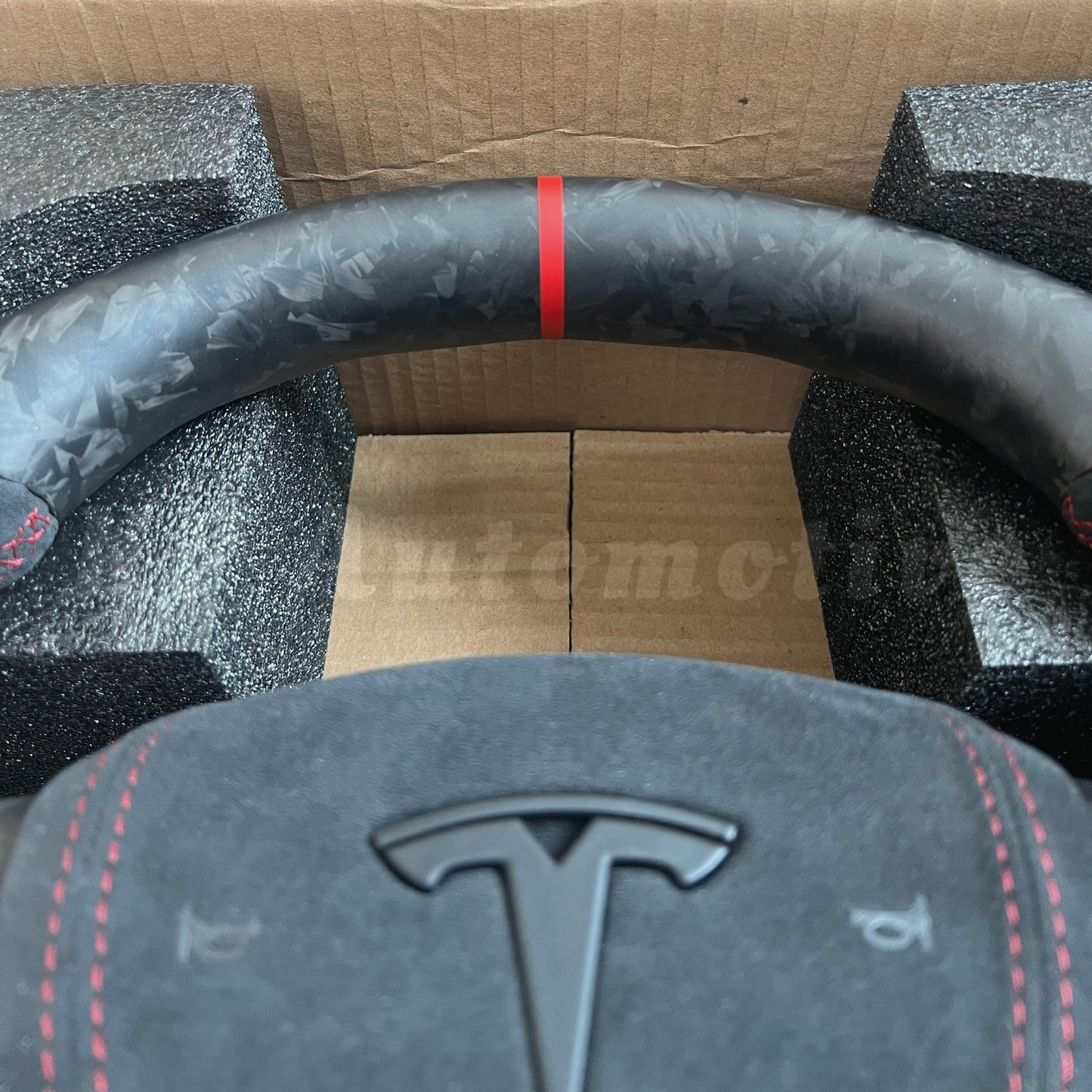 Model 3 Matte Forged Carbon Steering Wheel (Alcantara) - Full Set