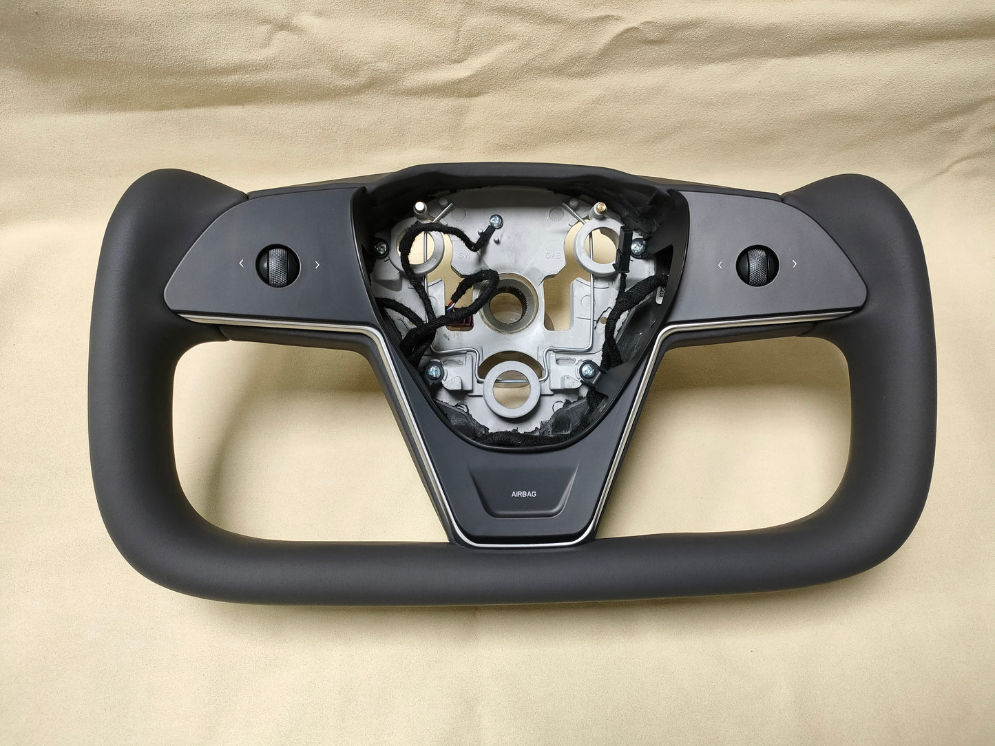 Model Y New Style Yoke Steering Wheel - (Black Leather)